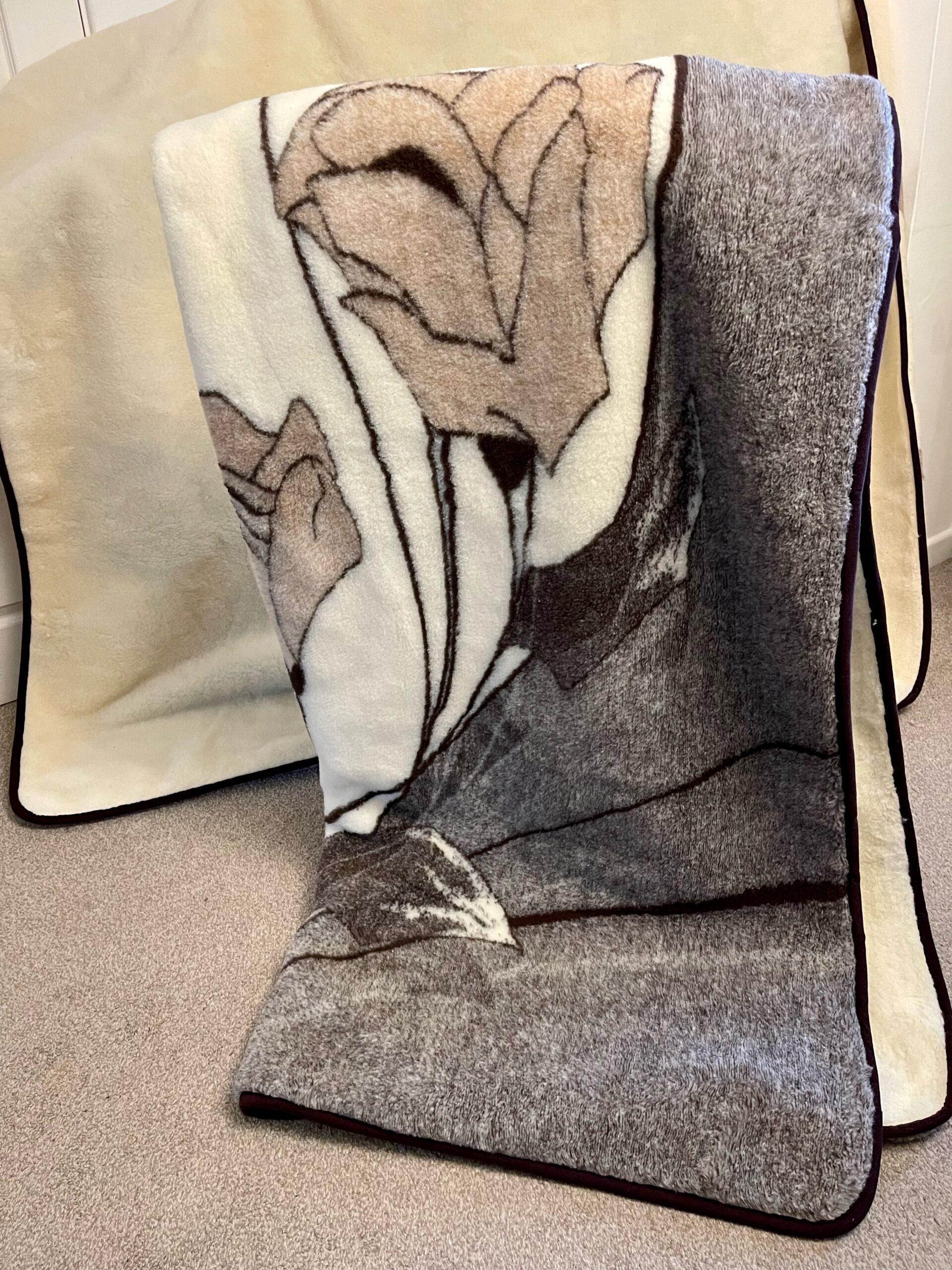 Blanket Merino Wool single 160cmx 200cm flower Baltic Food Oxford